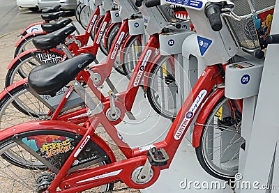 Austin Cycle, a bike sharing program in Texas Editorial Stock Photo