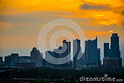Austin Skyline Cityscape Sunrise close up Stock Photo