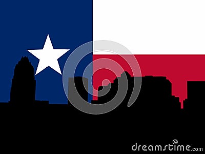 Austin Skyline with Texan flag Vector Illustration