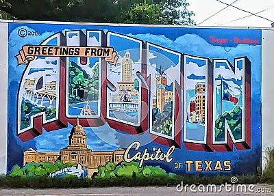 Austin Texas mural Editorial Stock Photo