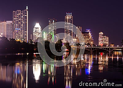 Austin Texas by night Editorial Stock Photo