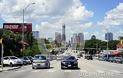 Austin, Texas - north on Congress to downtown Editorial Stock Photo