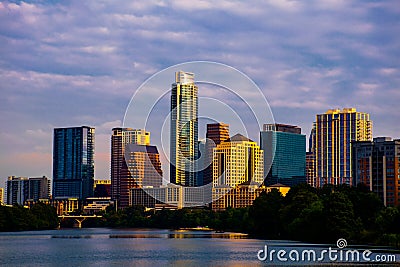 Austin texas skyline cityscape morning sunrise Stock Photo