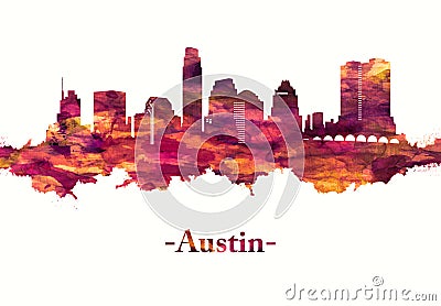 Austin Texas skyline in Red Stock Photo