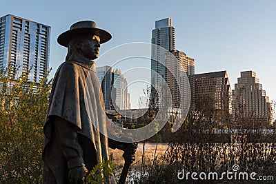 Austin Texas Stevie Ray Vaughan Statue at Dawn Stock Photo