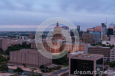 Rooftop view of the Austin, Texas Skyline at Sunrise Editorial Stock Photo