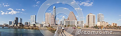 Austin, TX/USA - circa February 2016: Panorama of Downtown Austin From Congress Avenue Bridge Editorial Stock Photo