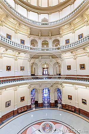 The dome of the rotunda inside the Texas State Capitol, the largest capitol building in the United States Editorial Stock Photo