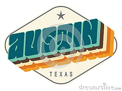 Austin Vintage Postcard style design art tshirt weird Stock Photo