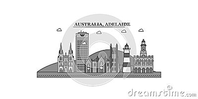 Australia, Adelaide city skyline isolated vector illustration, icons Vector Illustration