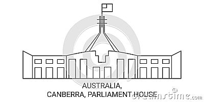 Australia, Canberra, Parliament House travel landmark vector illustration Vector Illustration