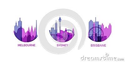 Australia cities logo and icon set Vector Illustration
