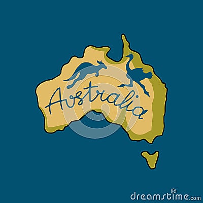 Australia continent in doodle style Vector Illustration