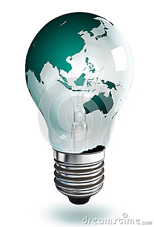 Australia continent light bulb on white background Stock Photo