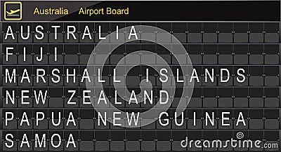 Australia Country Airport Board Information. Stock Photo
