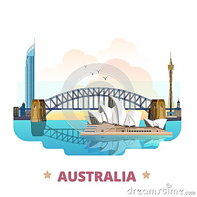 Australia country design template Flat cartoon sty Vector Illustration