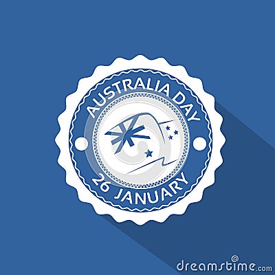 Australia Day Stamp Flag National Holiday Flat Vector Illustration