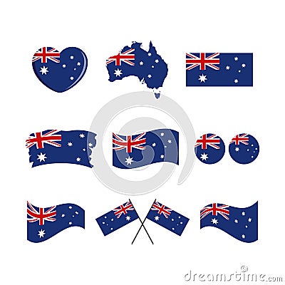 Australian Flag icon set vector isolated on a white background Vector Illustration