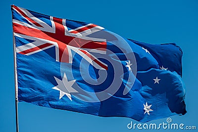australia flag while waving Stock Photo