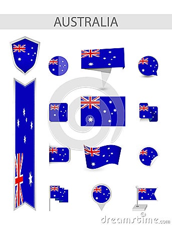 Australia Flat Flag Collection Vector Illustration