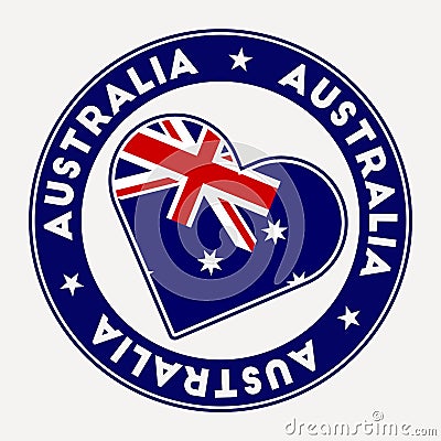 Australia heart flag badge. Vector Illustration
