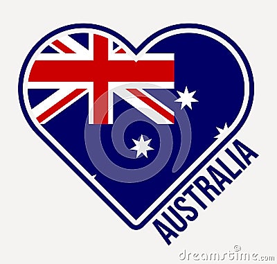 Australia heart flag badge. Vector Illustration