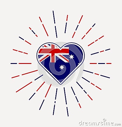 Australia heart with flag of the country. Vector Illustration