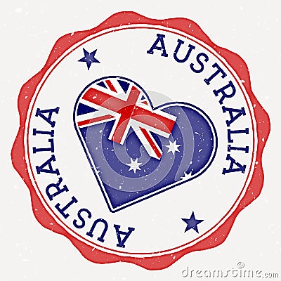 Australia heart flag logo. Vector Illustration