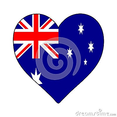 Australia Heart Shape Flag. Love Australia. Visit Australia. Vector Illustration Graphic Vector Illustration