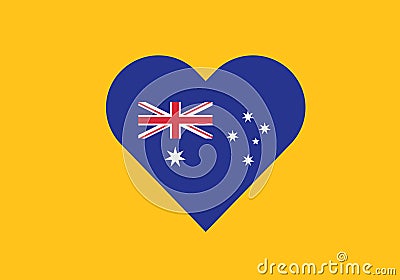 Australia heart shape love symbol national flag country emblem Vector Illustration