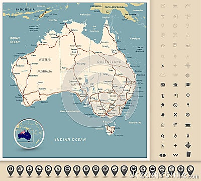 Australia - Highly detailed editable road map Vector Illustration