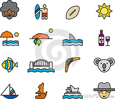 Australia icon set Vector Illustration