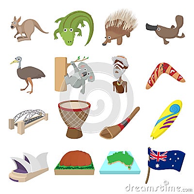 Australia icons cartoon Editorial Stock Photo