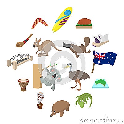 Australia icons cartoon Vector Illustration