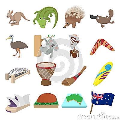 Australia icons cartoon Vector Illustration