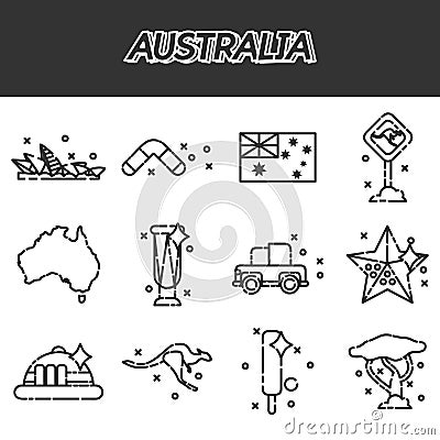 Australia icons set Vector Illustration