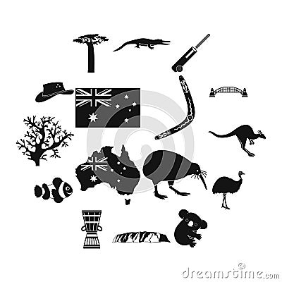 Australia icons simple Vector Illustration