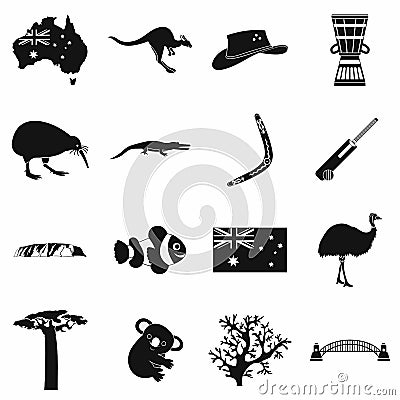 Australia icons simple Vector Illustration