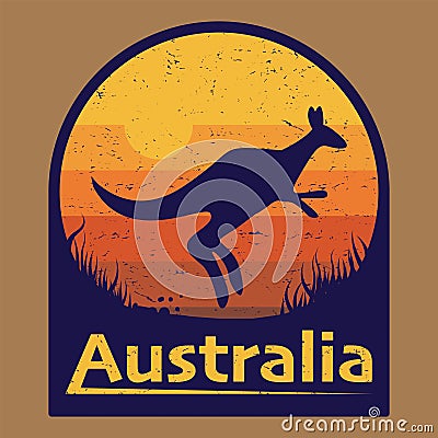 Australia - kangaroo jump against sunset Vector Illustration