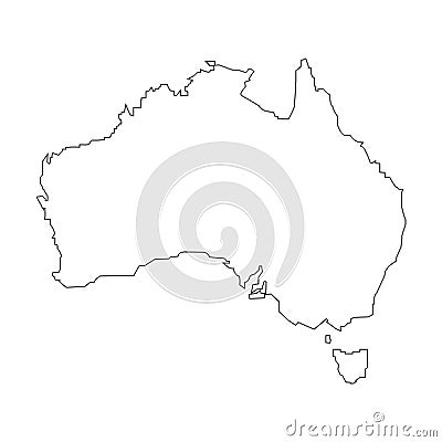 Australia linear map on a white background. Vector illustration Vector Illustration