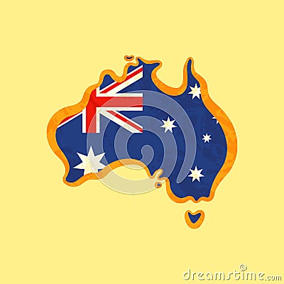 Australia - Map colored with Australian flag Vector Illustration