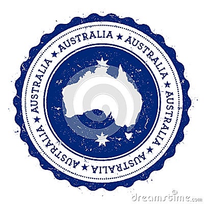 Australia map and flag in vintage rubber stamp of. Vector Illustration