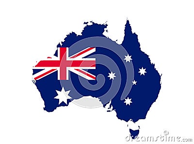 Australia map icon with flag. concept national symbol vector image Vector Illustration