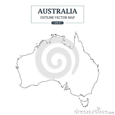 Australia Map Outline High Detail Vector Illustration