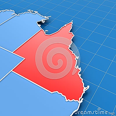 Australia map with Queensland highlighted Stock Photo