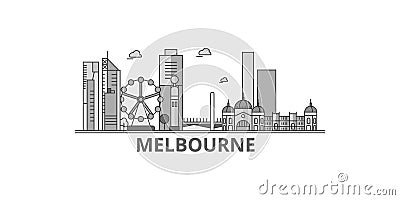 Australia, Melbourne City city skyline isolated vector illustration, icons Vector Illustration