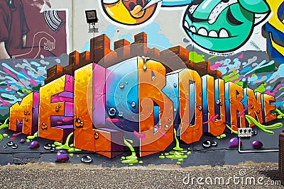 Australia, Melbourne, colourful graffiti Editorial Stock Photo