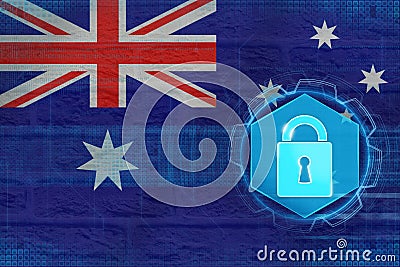 Australia network protected. Digital protection concept. Stock Photo