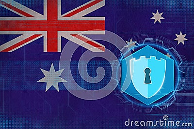 Australia network security. Computer defense concept. Stock Photo