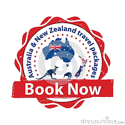 Australia and New Zealand travel packages - printable sticker Vector Illustration